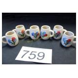 Vtg. Miniature Ceramic 'Floral Mug' Set of 6