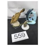 (3) Nautical Pieces - Brass Dolphin & More