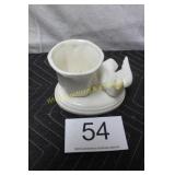 Ceramic Dove Figurine / Panel Cup & Vase