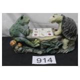 Garden Frog & Turtle Whimsical Resin Sculpture