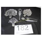 Assorted Lot of (5) Clear Glass Decanter Stoppers