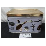 Large White Tin w/Kitchen Utensil Graphics
