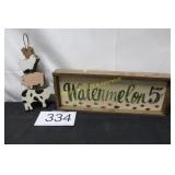 Primitive Style Watermelon Sign & Animal Stack