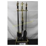 Brass & Black 5-Piece Fireplace Tool Set