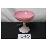 Fenton Rosalene Wild Rose Footed Compote Dish