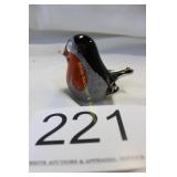 Signed Langham England Art Glass Robin