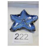 Vtg-Style Blue Reactive Glaze Ceramic Starfish Tra