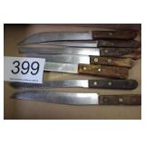 Lot of (7) Vtg. Wood Handle Kitchen Knives