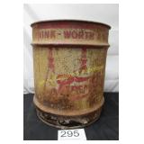 Vtg. Pepsi-Cola Metal Barrel Trash Can