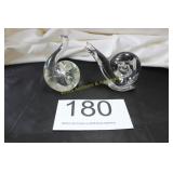 Pair of Hand-Blown Clear Art Glass Snail Figurines
