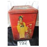 Antique Lithographed Tin Tea Canister