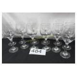 Set of Clear Glass Stemmed Wine Goblets (12)