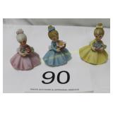(3) Figurines w/Bisque Porcelain Finish