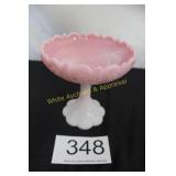 Fenton Rosalene Wild Rose Footed Compote Dish