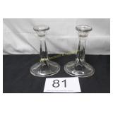 Pair of Mid-Century Glass Candlesticks