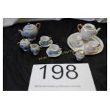 (17) Pieces Mini Porcelain Tea Sets - Blue & Gold