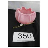 Fenton Rosalene Beaded Ruffle Pink Floral Bowl