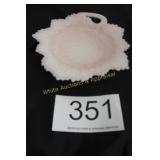 Fenton Rosalene Handled Oak Leaf Pink Nappy
