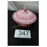 Fenton Rosalene Lotus Lidded Candy Jar