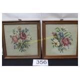 Pair of Framed Floral Needlepoint Art Frames