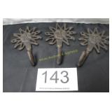 (3) Cast Iron Surface Wall Hooks