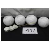 Set of (4) Matte White Floral Tea Light Holders
