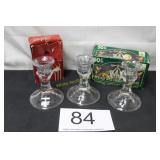 (3) Vintage Pressed Glass Taper Candlestick Holder