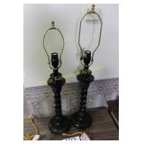 Pair of Barley Twist Wooden Table Lamps