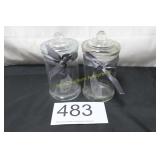 Pair of Clear Glass Apothecary Jars