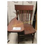 Vintage Oak School Desk Chair