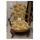 Vtg. Floral Upholstered Arm Chair