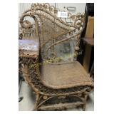 Vintage Fancy Wicker Gossip Bench