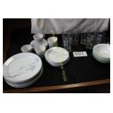 (59) Pieces of Corelle Shado Iris Dinnerware