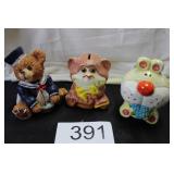 Lot of (3) Animal Banks