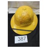 Vintage Yellow Pith Helmet "Battle Scarred"