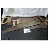 Group of (4) Antique Hand Saws w/Carved Handles