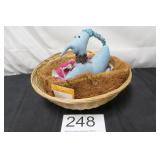 Whimsical Set - Basket & Stuffed Folk Art Bird