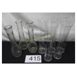 (5) Mid-Century Etched Glass Bud Vases