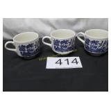 Set of (3) Blue Willow Teacups