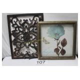 Ornate Scrollwork Wall Panel & Botanical Print