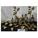 Home Interiors Wall Sconces & Florals - Brass