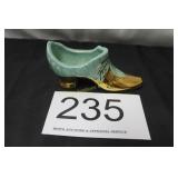 Hull Pottery Turquoise & Gold Victorian Shoe