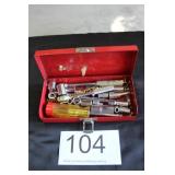 Vtg. 1/4' Drive Set in Red Metal Box
