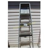 Vtg. AL 6' A-Frame Step Ladder w/Foldout Shelf