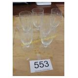 (6) Etched Floral Pattern Stemmed Goblets