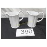 (2) White Porcelain Paneled Creamer/Pitchers