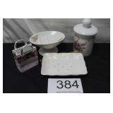 Ceramic Floral Bath Accessories Set