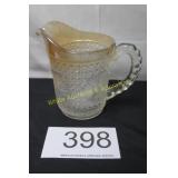 Vintage Starburst Marigold Luster Glass Pitcher