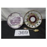Pair of Cabinet Saucers & Spoon