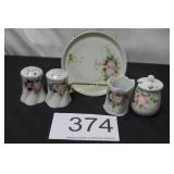 Vintage Hand-Painted Condiment Serving Set